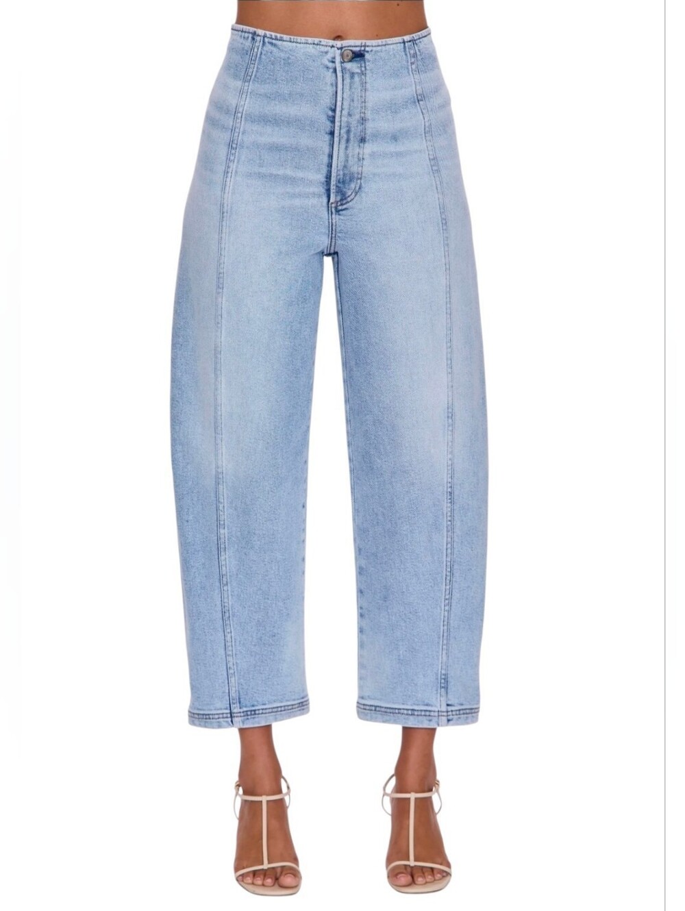 Pistola Blair Bandless High Waist Crop Barrel Jeans Light Wash Blue Size 29